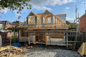 Timber frame for chalet style bungalow