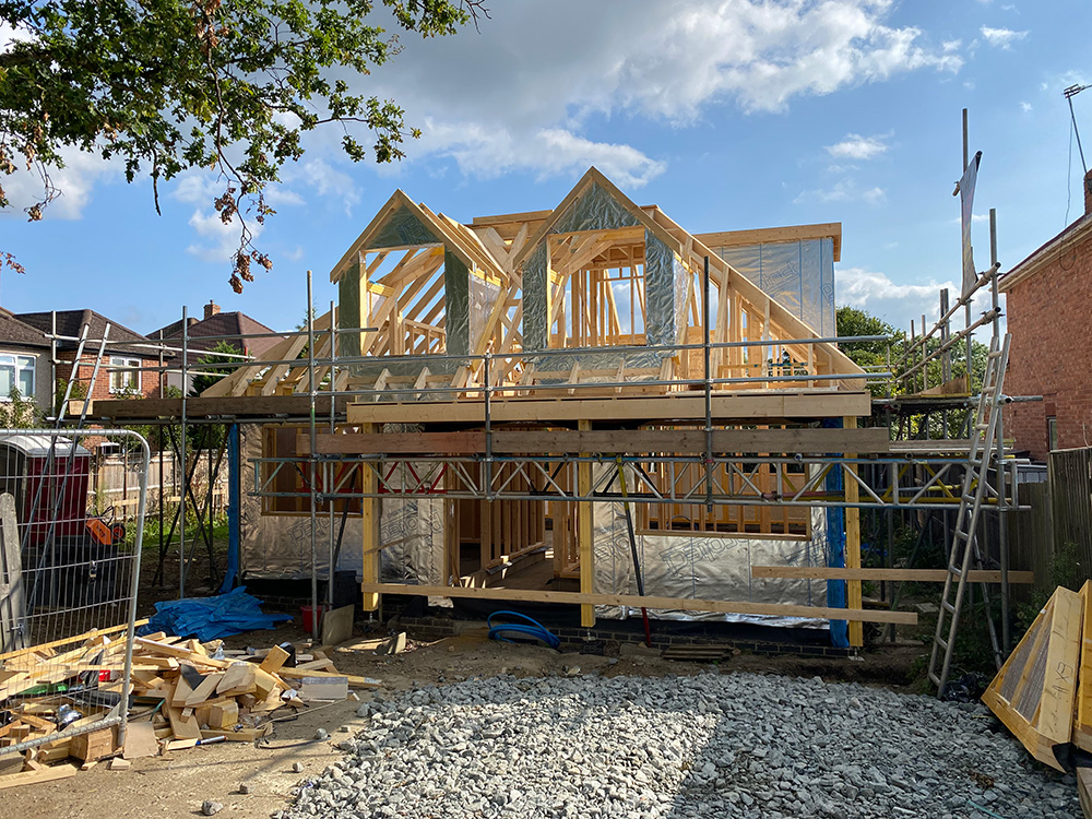 Timber frame for chalet style bungalow